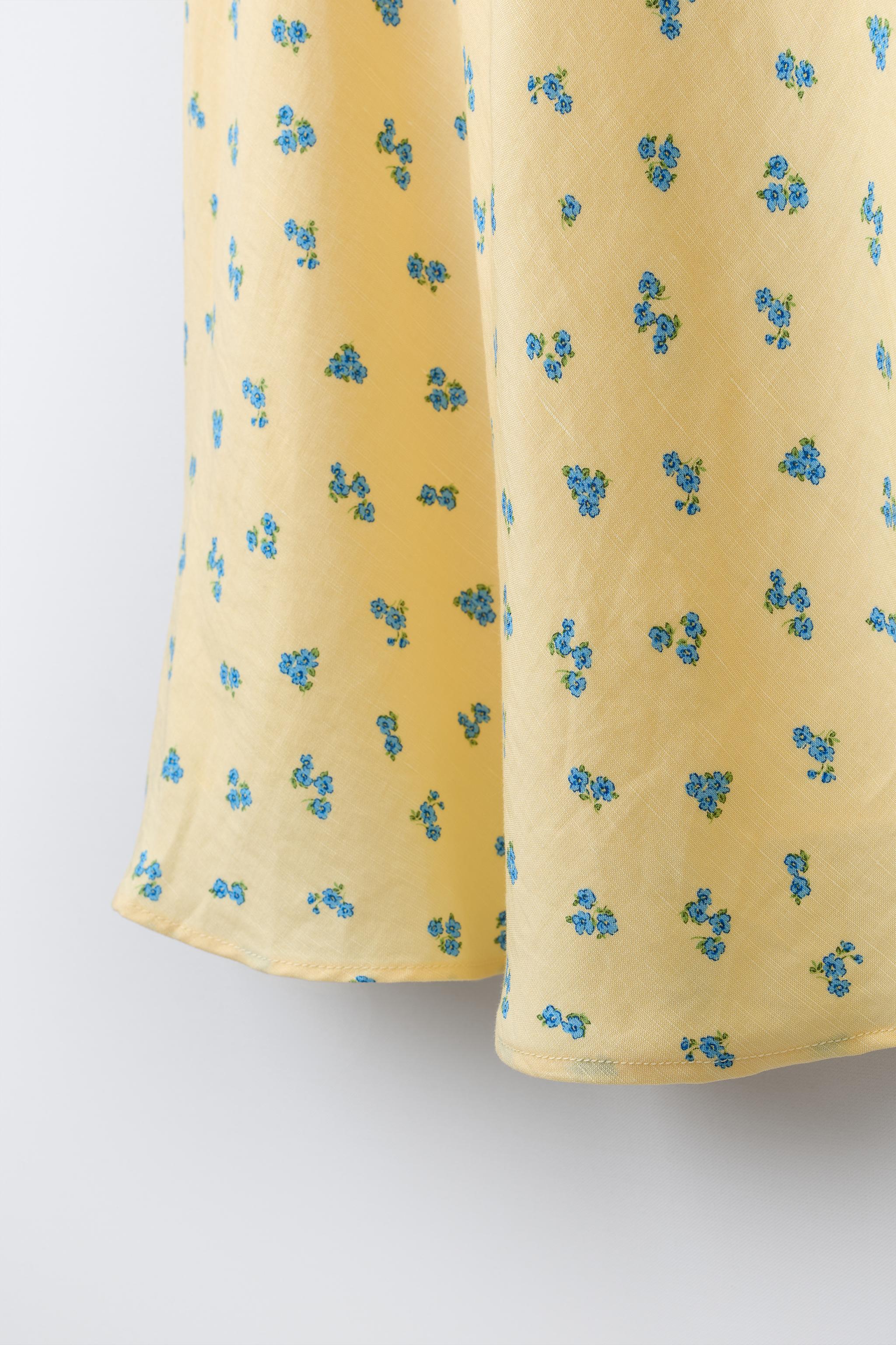 GATHERED FLORAL DRESS - Pastel yellow | ZARA United States GATHERED FLORAL DRESS - Pastel yellow | ZARA United States