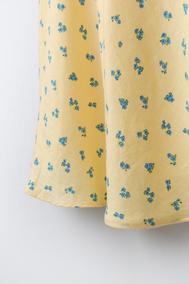 ROBE À FRONCES ET FLEURS - Jaune pastel de Zara - Image 3
