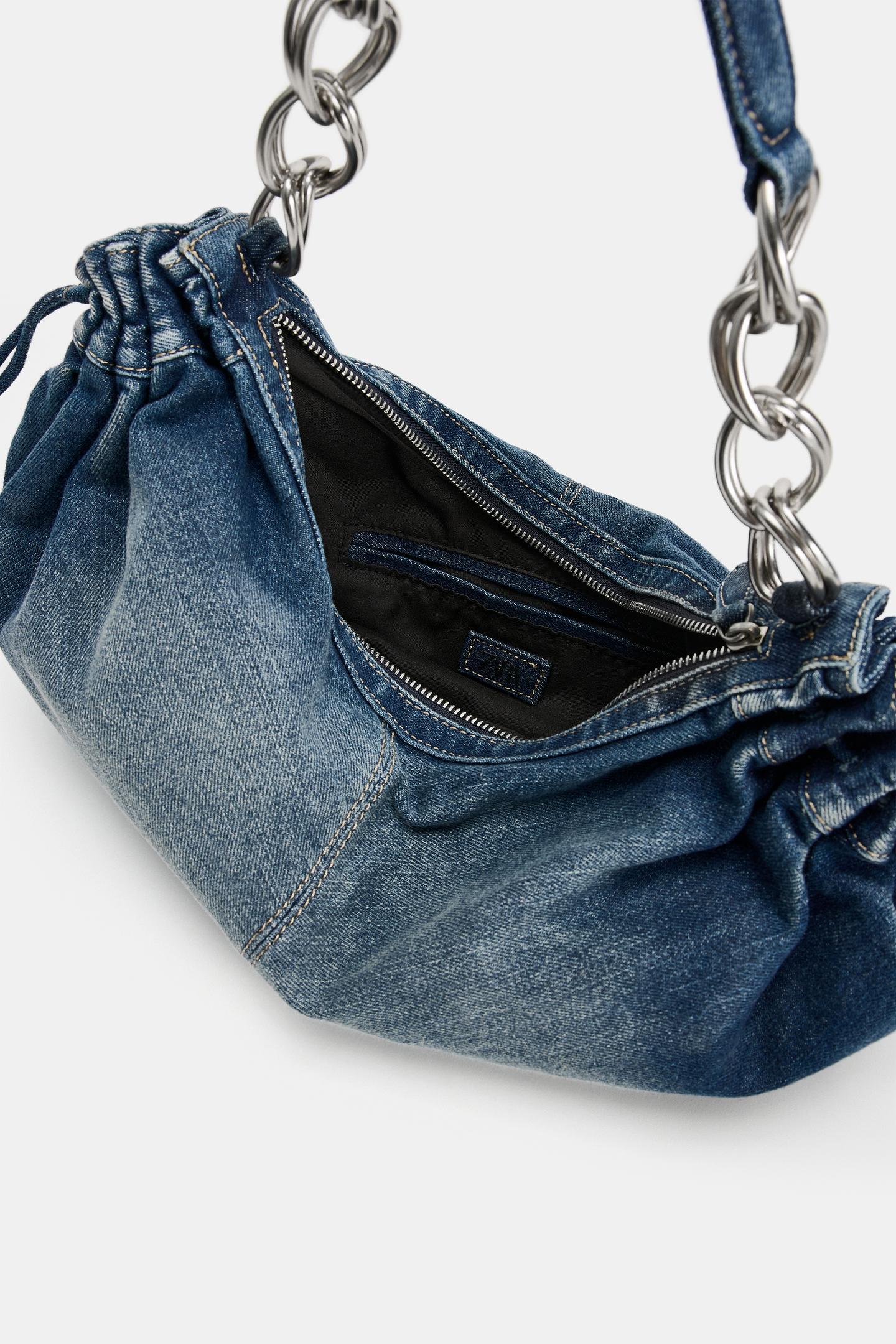 Женская сумка Zara Denim Shoulder, цвет: Джинсовый синий — фото 4