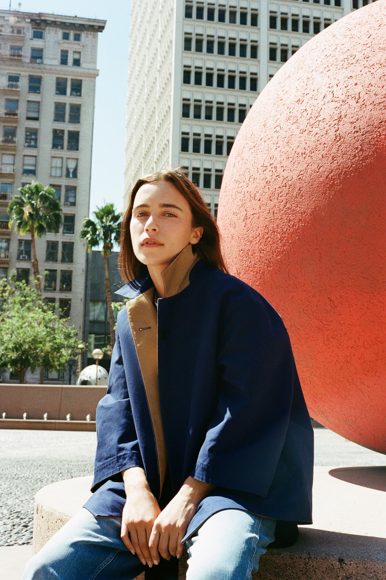 ZW COLLECTION REVERSIBLE SHORT TRENCH COAT — Bluish