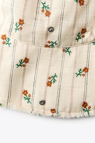 CHAPEAU BOB RAYURES FLEURS - Beige de Zara - Image 3