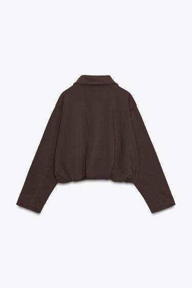BOMBER MOLLETON PLIS - Chocolat de Zara - Image 5