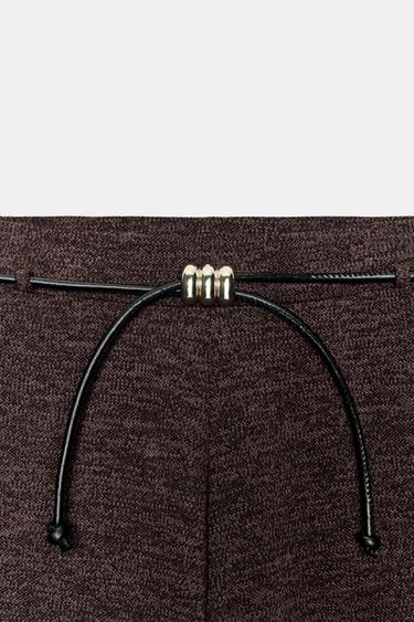 PIQUÉ TROUSERS WITH BELT - Dark brown by Zara - Image 5