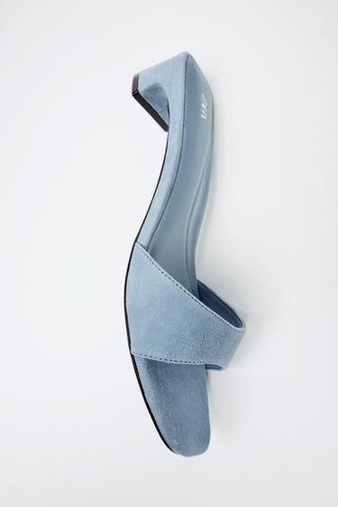 SUEDE MID-HEEL SANDALS - Blue by Zara