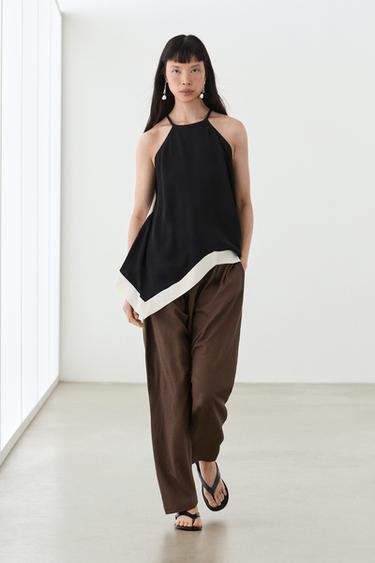 Zara Long contrast halter top - Black - Image 0