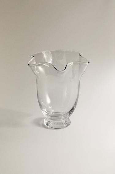 VASE EN VERRE ONDULÉ TRANSPARENT - Transparent de Zara
