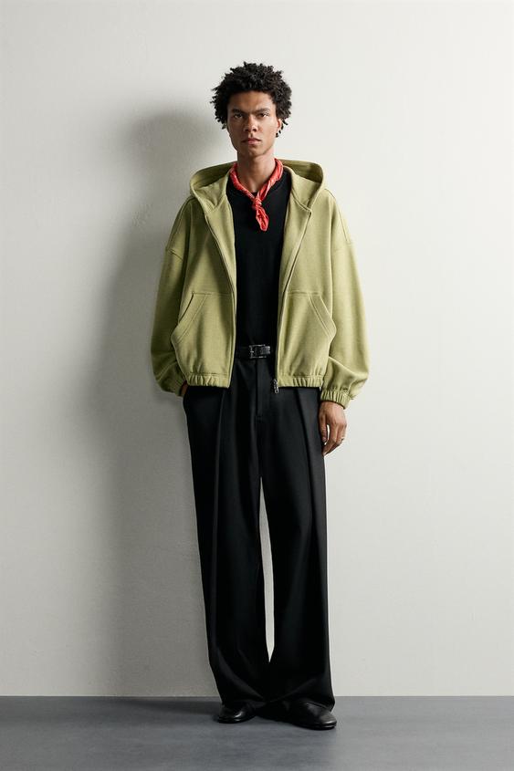 CAZADORA WAFFLE LAVADA CAPUCHA - Pistacho de Zara - Imagen 0