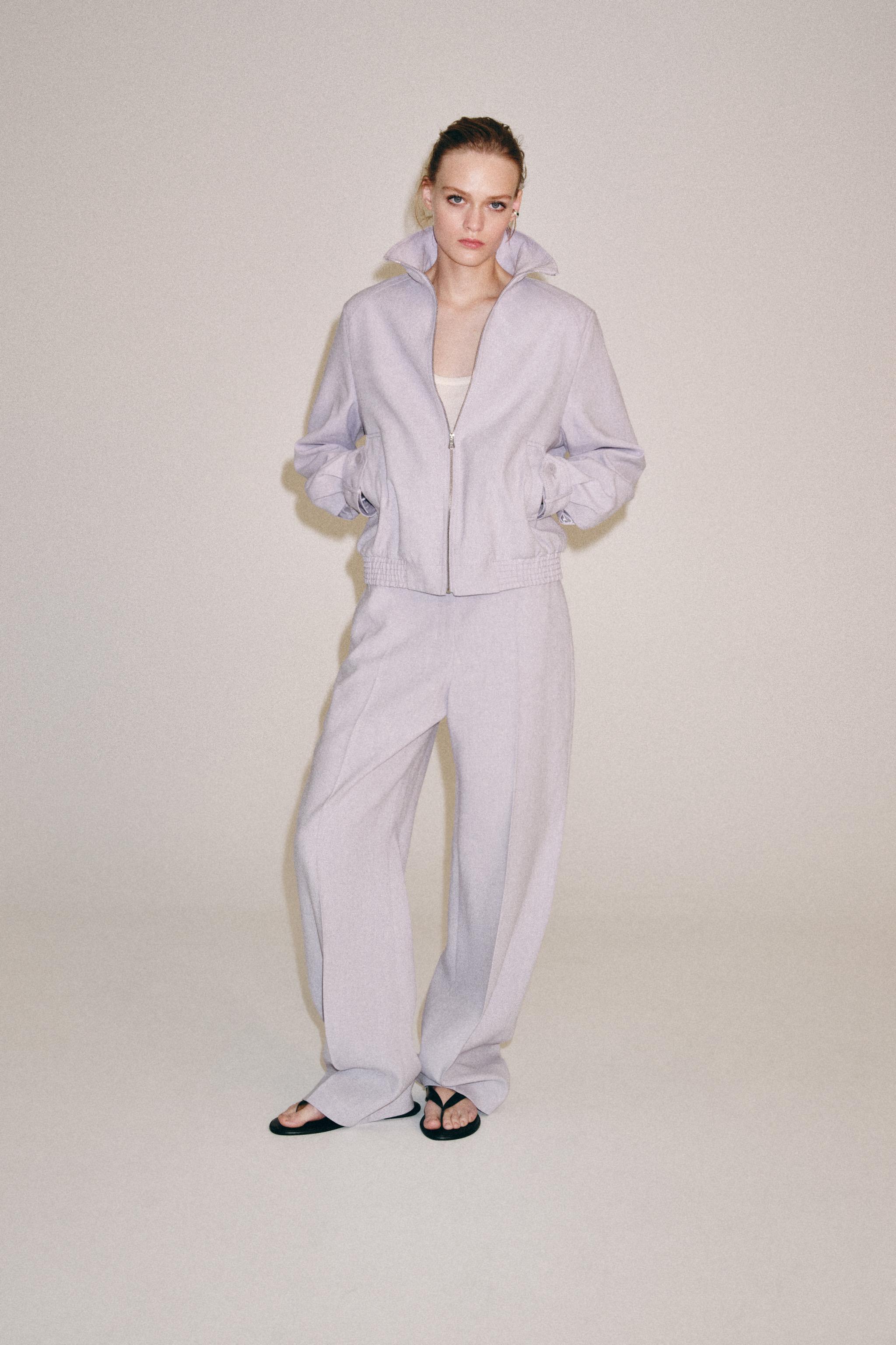 Женские куртки Zara LINEN BLEND BOMBER JACKET ZW COLLECTION