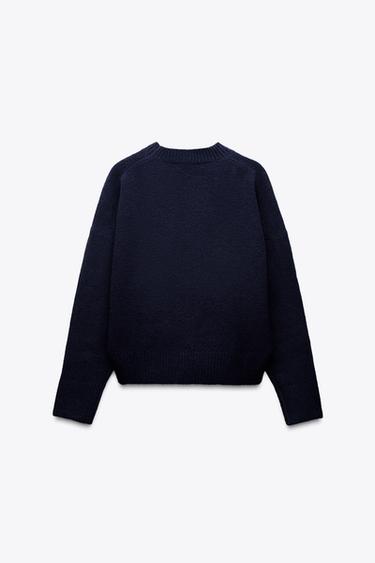 PULL DOUX EN MAILLE UNI - Bleu marine de Zara - Image 2