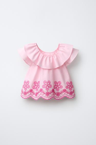 CHEMISE FLEURS BRODÉES - Rose de Zara - Image 1