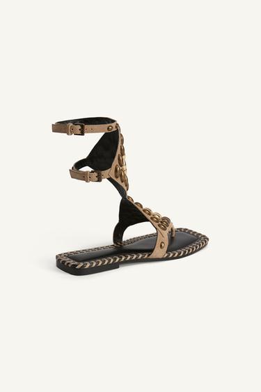 SANDALES À CLOUS EN CROÛTE DE CUIR ÉDITION LIMITÉE - Beige de Zara - Image 6