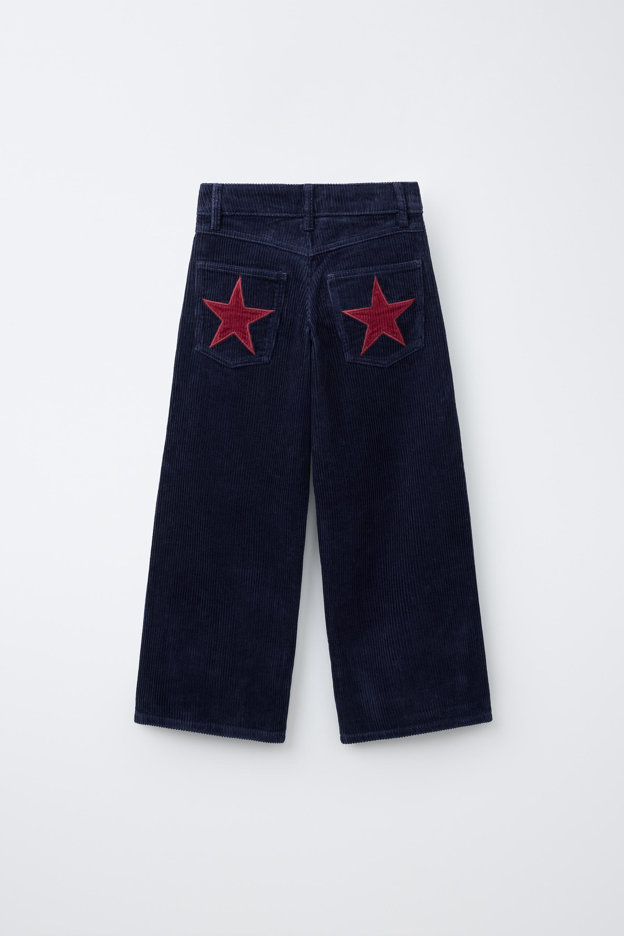 PANTALON VELOURS CÔTELÉ JAMBES LARGES ÉTOILE