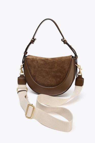 LEATHER FLAP CROSSBODY BAG - Chocolate de Zara - Image 3