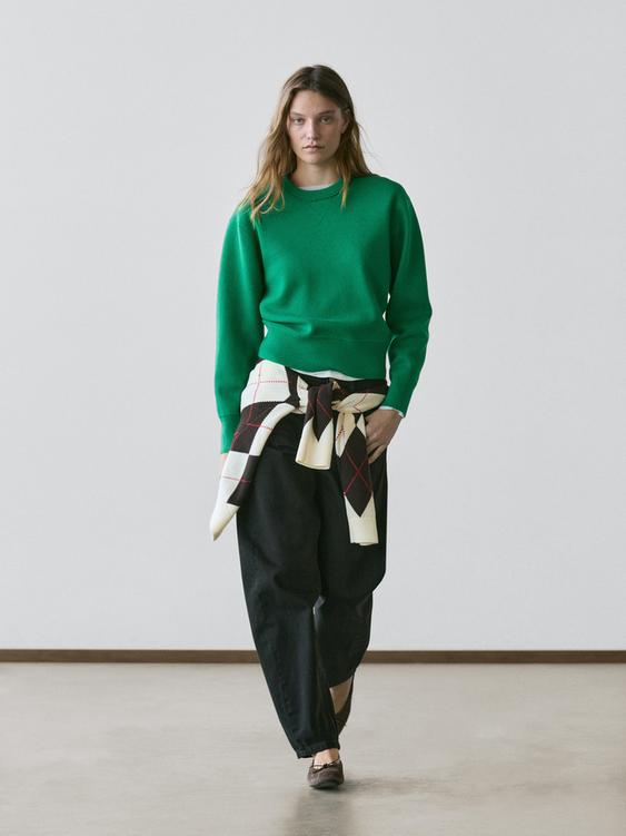 Cotton blend knit sweater