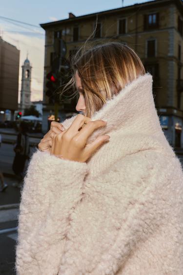 GILET EN MAILLE BOUCLÉE - Écru de Zara - Image 5
