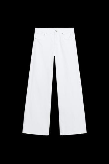 Zara ZW COLLECTION WIDE LEG LOW-RISE JEANS - White - Image 0
