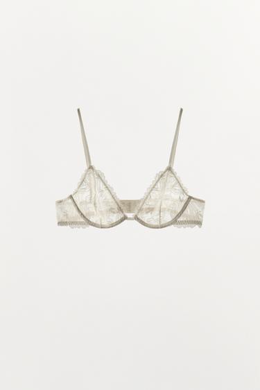 LACE UNDERWIRED BRA - Ecru by Zara