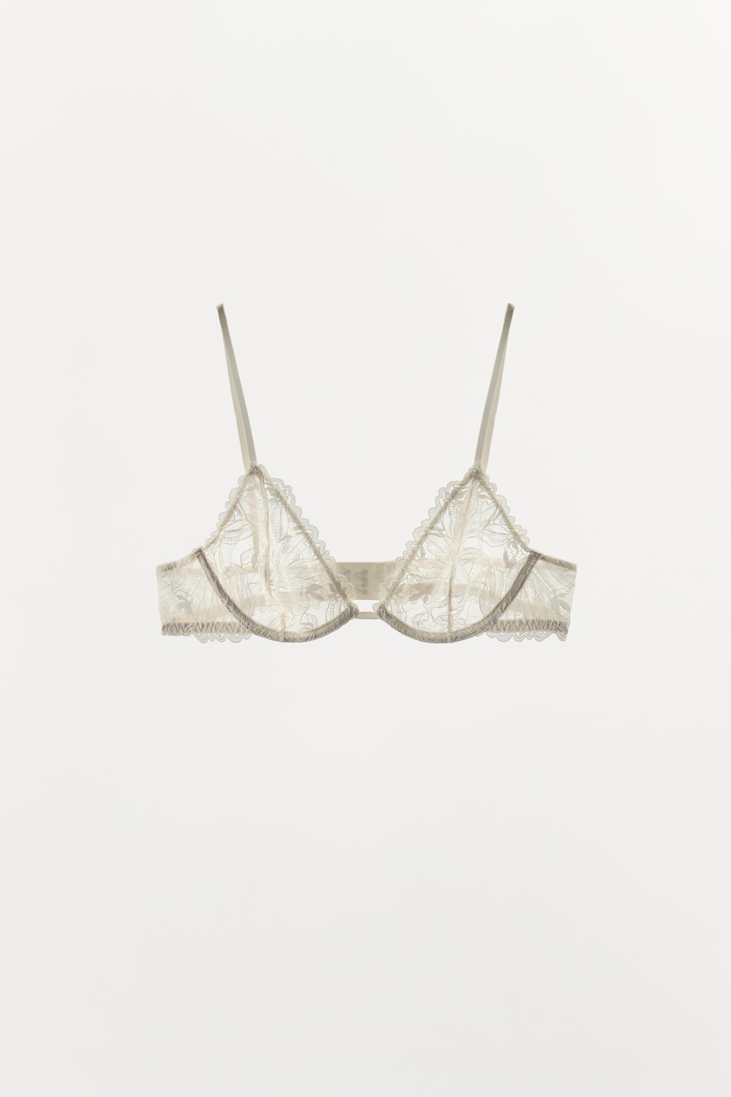 Бра, на косточках, кружево — Zara, цвет: Экрю — фото 5