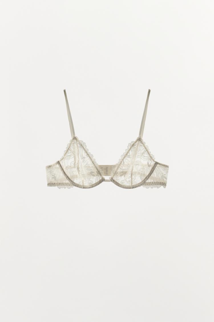 LACE UNDERWIRE BRA — Ecru