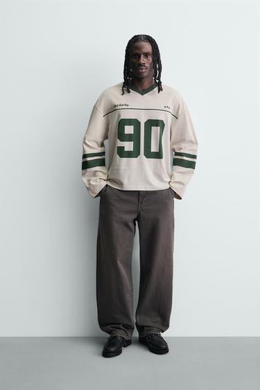 AMERICAN FOOTBALL PRINT T-SHIRT - Stone by Zara