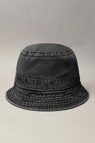 DENIM BUCKET HAT - Black by Zara