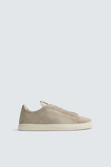 LEATHER TRAINERS - Sand Brown by Zara