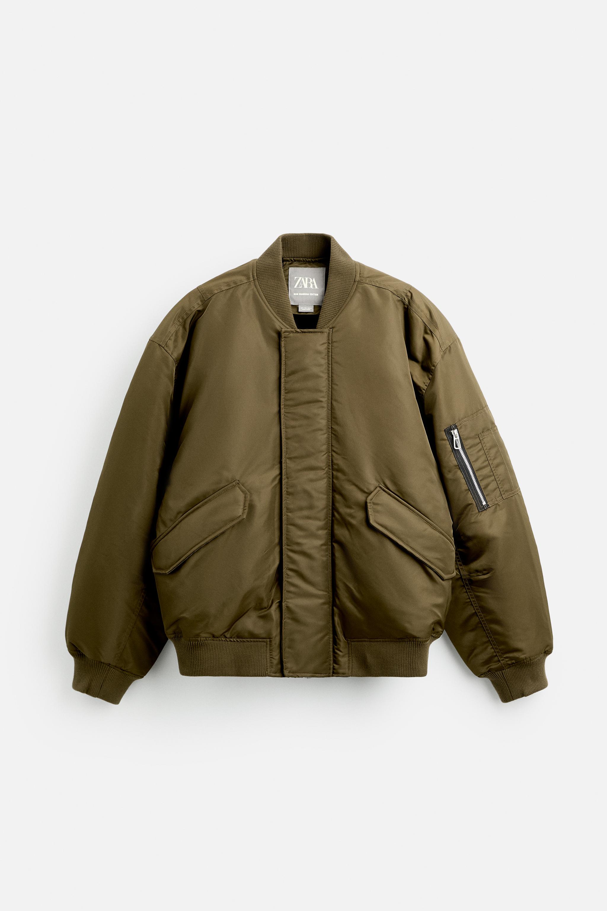 Zara deals Mens olive bomber jacket