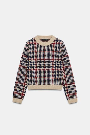 JERSEY CON LANA PATA DE GALLO - Multicolor de Zara