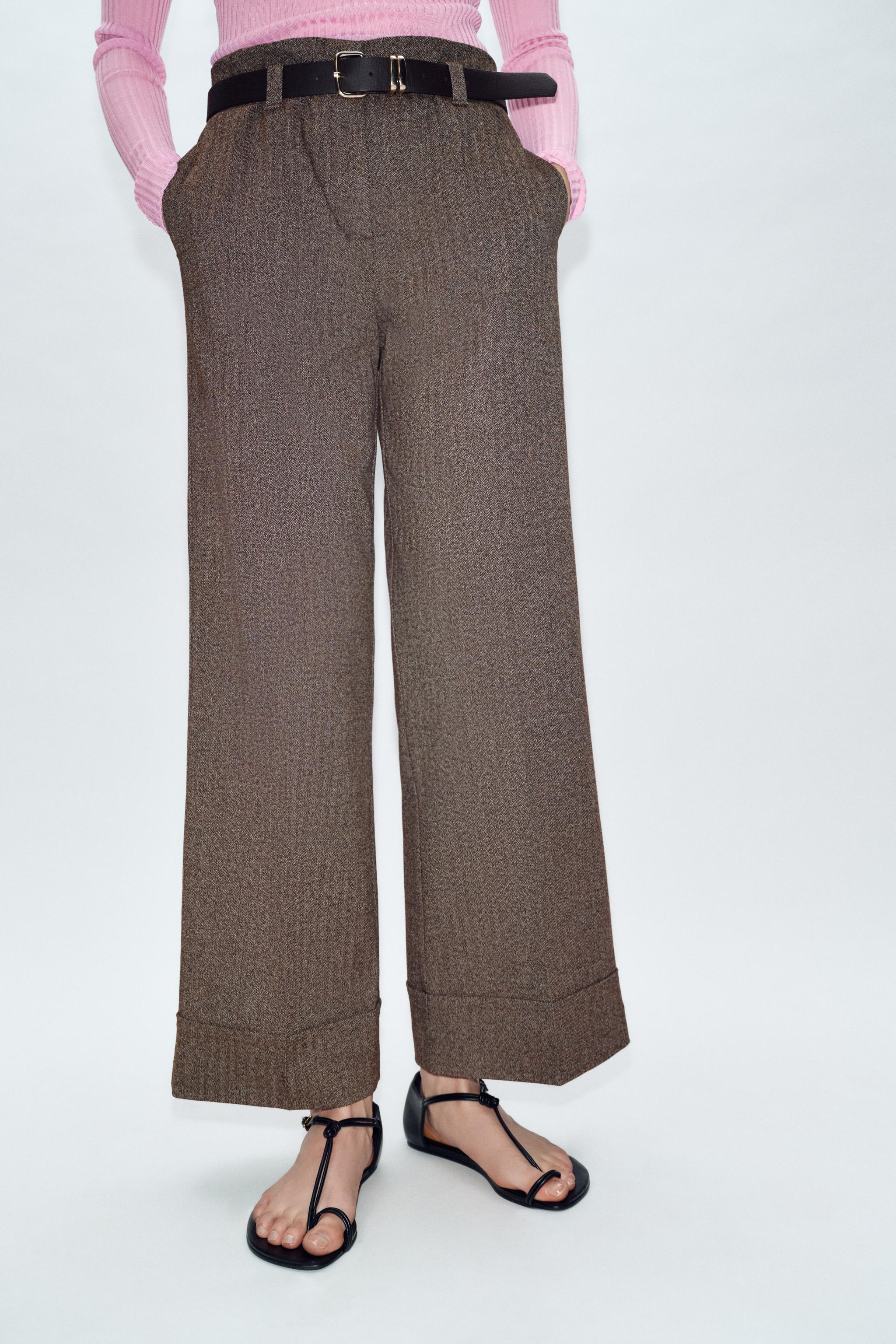 PANTALON À CHEVRONS AVEC CEINTURE