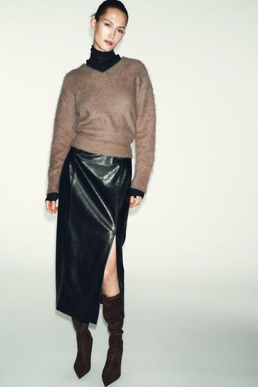 BOTA TACÓN HEBILLA - Marrón Chocolate de Zara