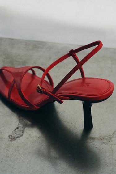 LIMITED EDITION LEATHER STRAPPY SANDALS - Red by Zara - Image 2