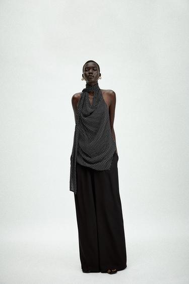 TOP HALTER LUNARES ZW COLLECTION - Negro / Blanco de Zara - Imagen 0