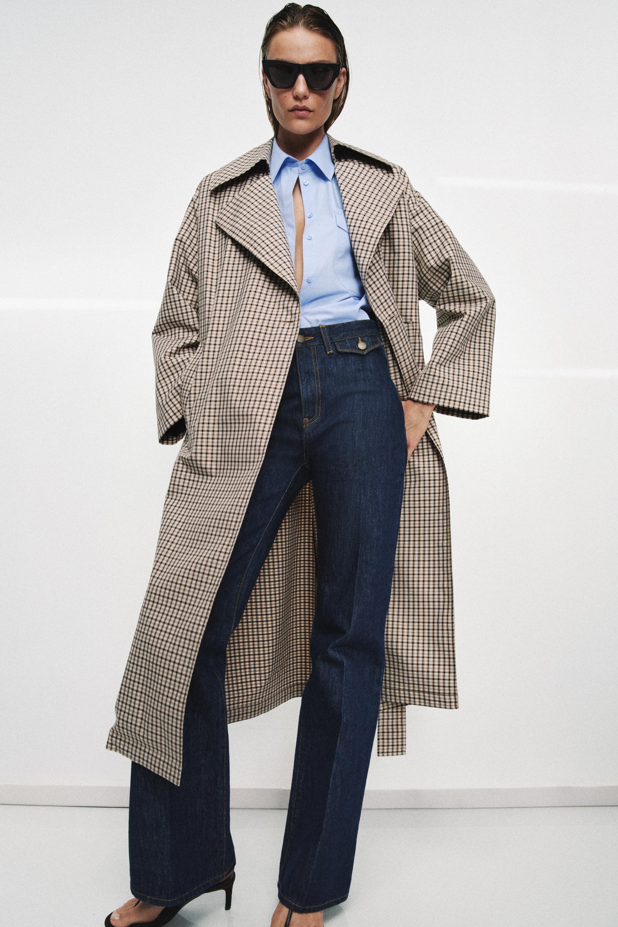 ZW COLLECTION OVERSIZED PLAID TRENCH COAT