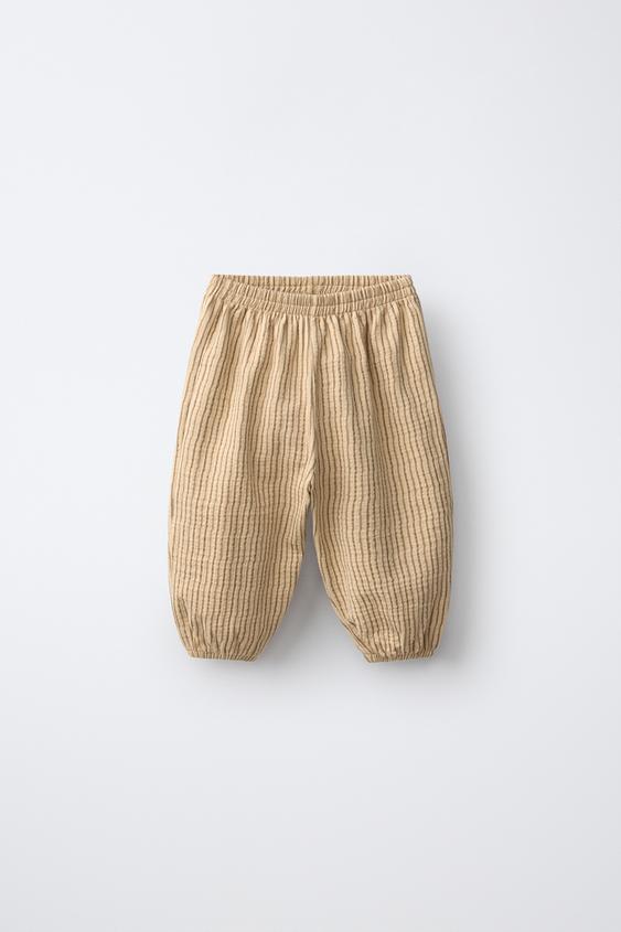 TEXTURED STRIPE TROUSERS - Ochre by Zara - Image 0