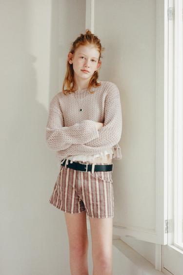 برمودا DENIM مخطط - بورجندي by Zara