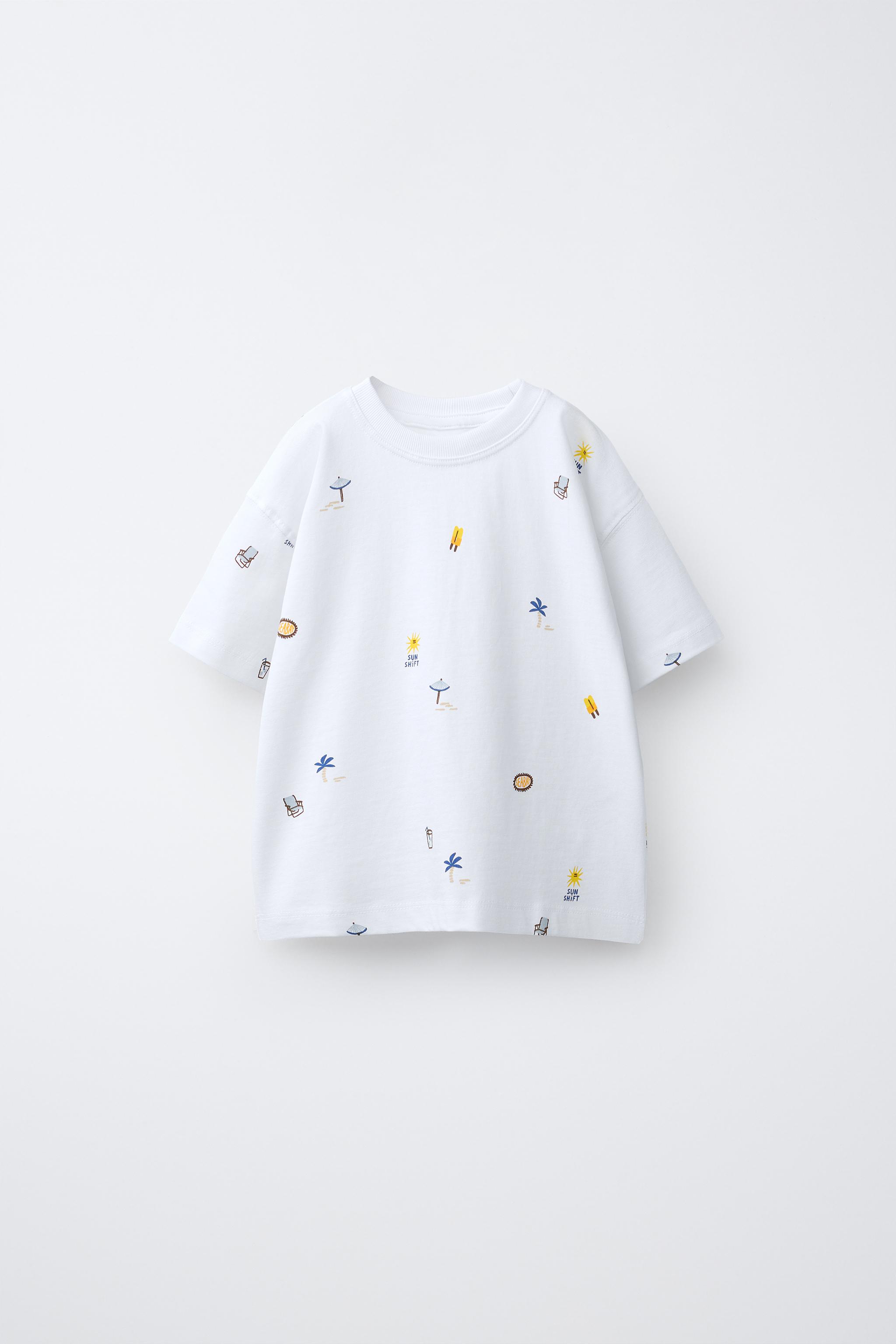 PRINTED T-SHIRT - Oyster-white | ZARA India