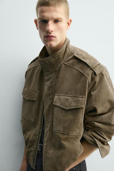 LEATHER SUEDE JACKET - Beige by Zara
