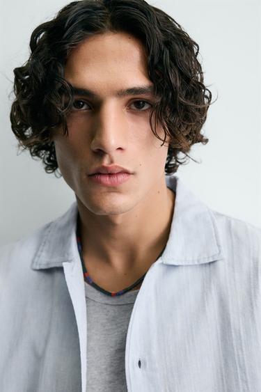 WASHED TEXTURED SHIRT - Light blue by Zara - Image 5