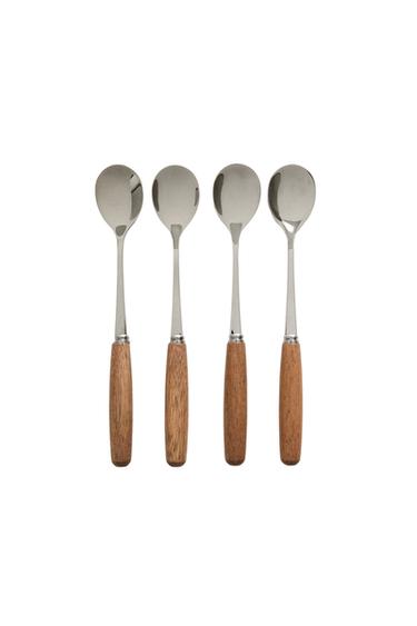 PACK OF WOODEN DESSERT SPOONS (PACK OF 4) - Light beige by Zara