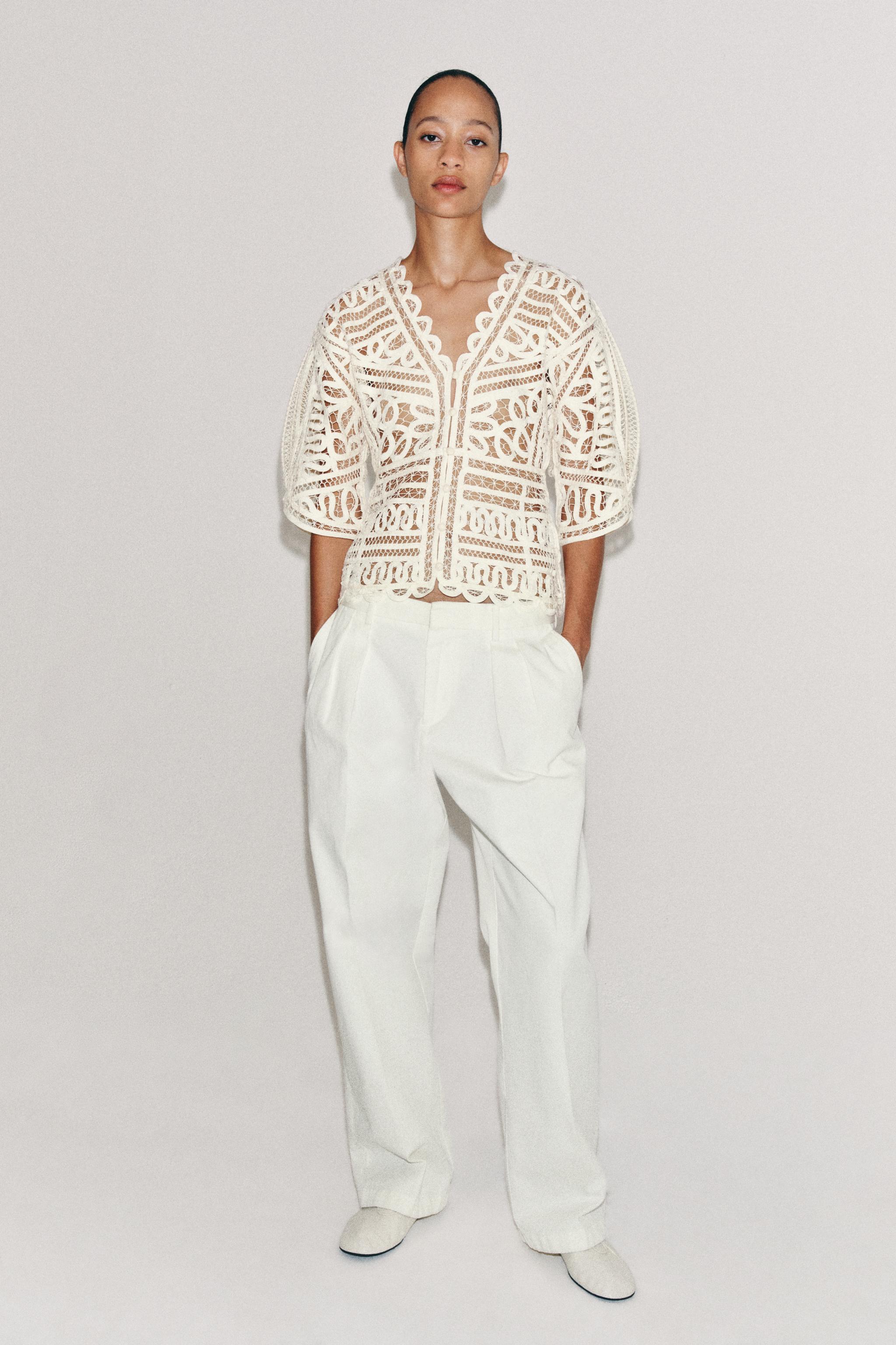 ZW COLLECTIONクロシェ編みトップス - エクリュ | ZARA Japan / 日本