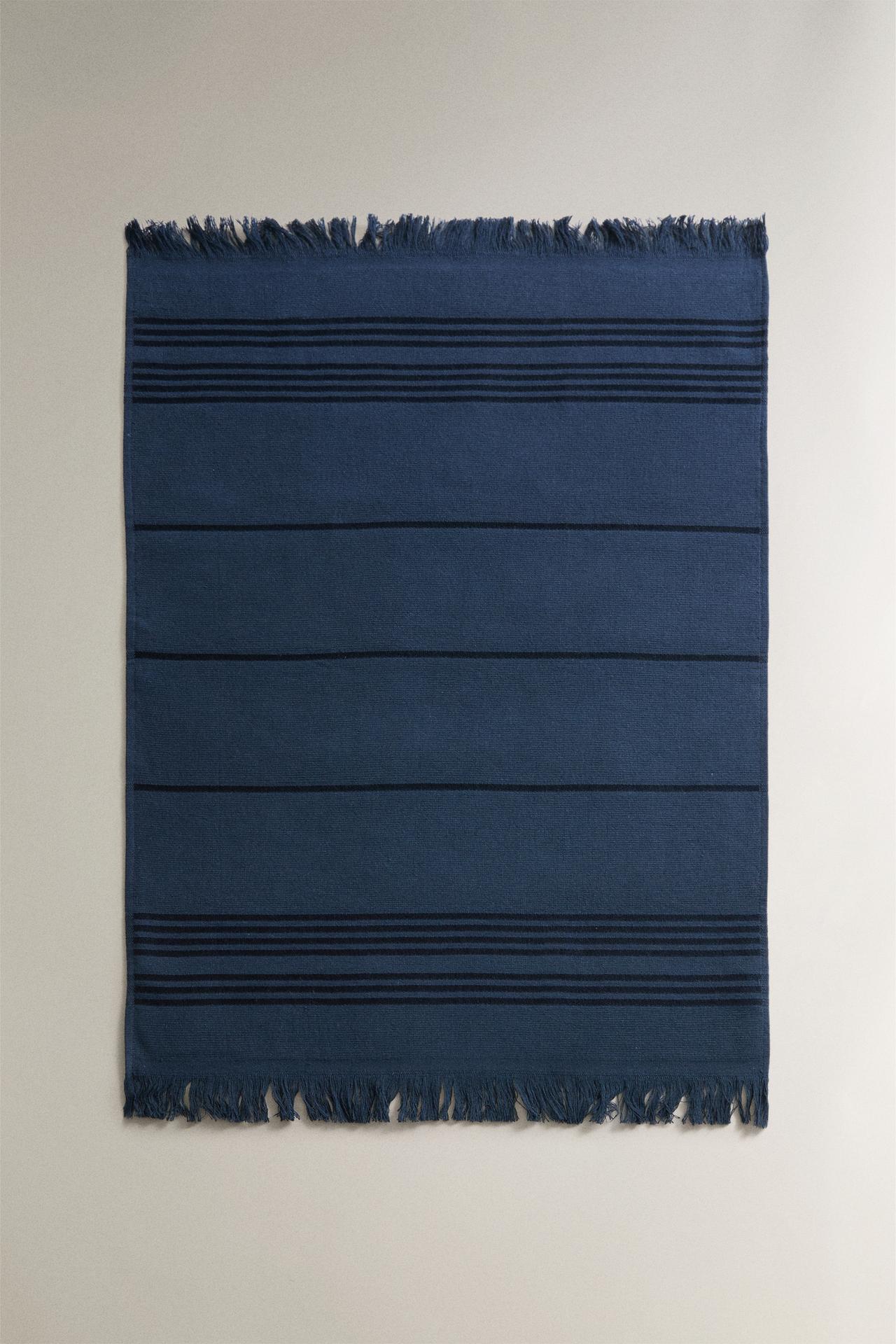 STRIPED COTTON TERRYCLOTH KITCHEN TOWEL — Blue