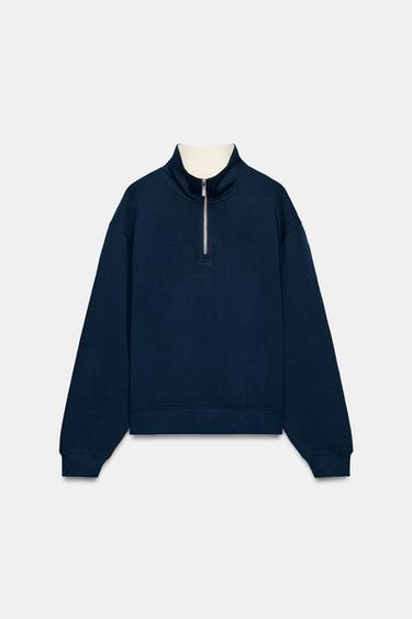 Zara ZIP-UP SWEATSHIRT - Blue