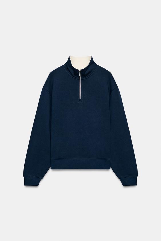SUDADERA CREMALLERA - Azul de Zara - Imagen 0