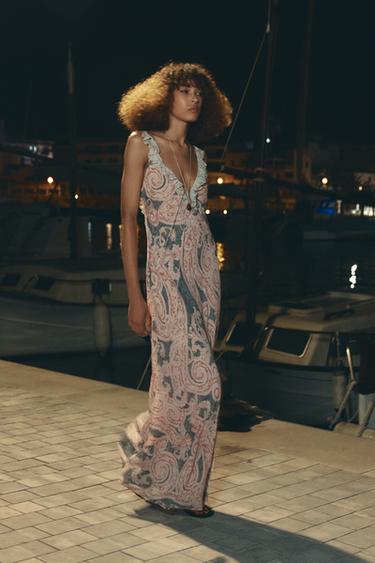 VESTIDO LENCERO ESTAMPADO ZW COLLECTION - Estampado de Zara