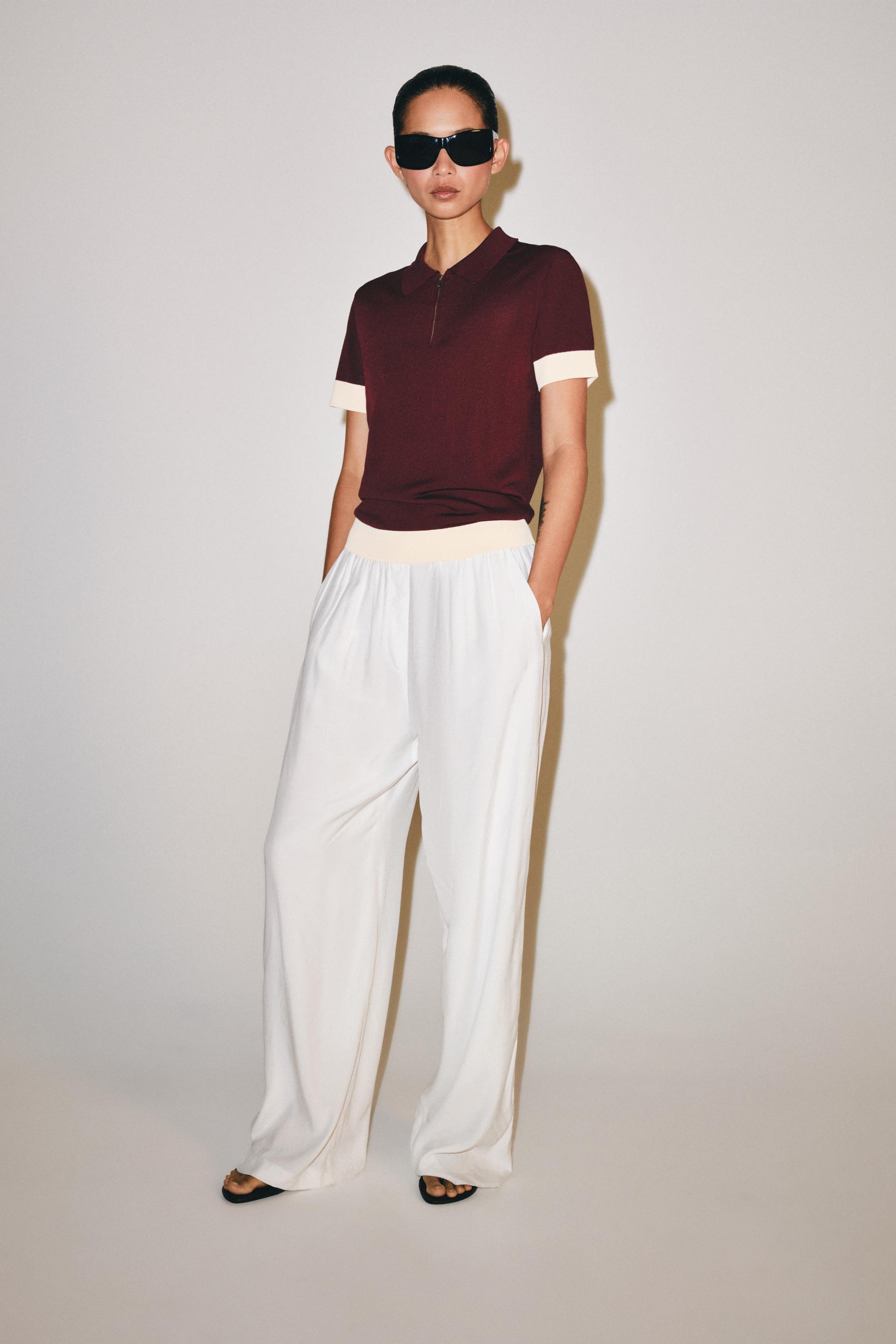 KNIT ZIP POLO SHIRT - Burgundy | ZARA United States