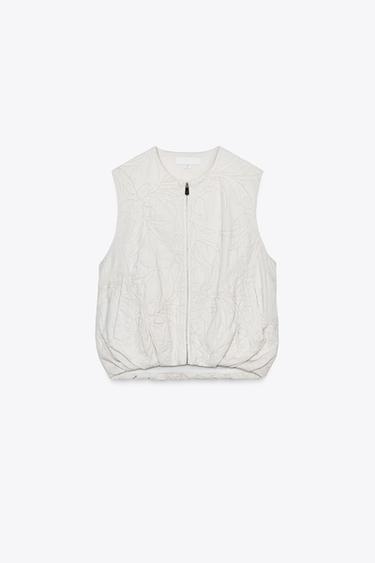 EMBROIDERED GILET - Ecru by Zara - Image 5