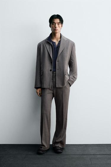 Zara 人字紋喇叭西裝長褲 - 焦糖色