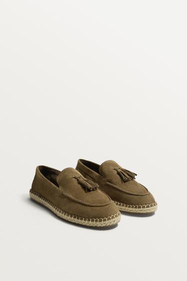 CASUAL LEATHER LOAFERS WITH TASSELS - Beige by Zara