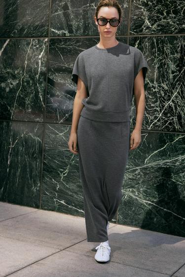 SOFT SHORT-SLEEVE TOP — Gray marl 2