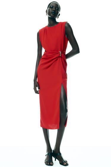 MIDI DRESS WITH HARDWARE - Red by Zara